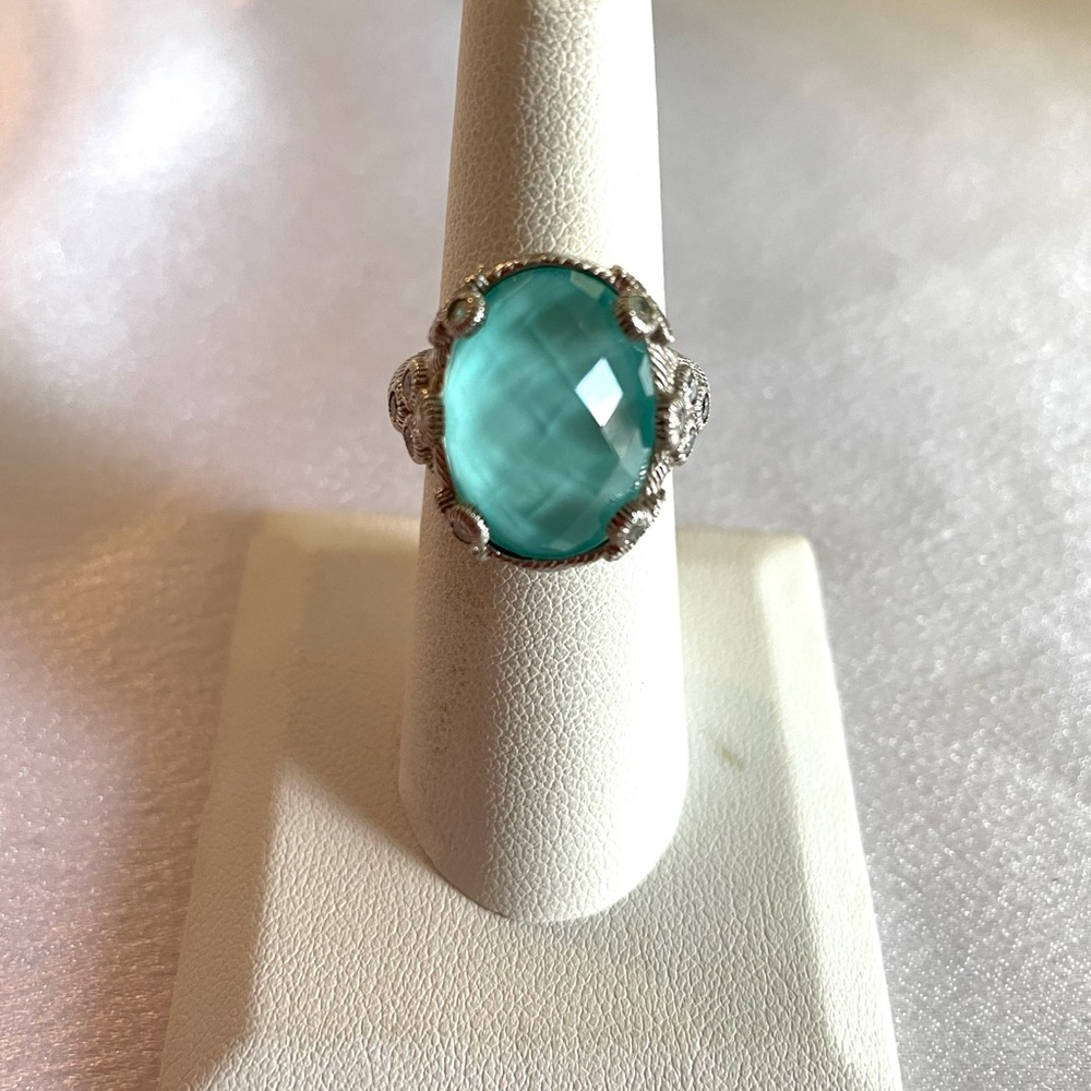 Judith Ripka Turquoise Doublet Ring, size 7